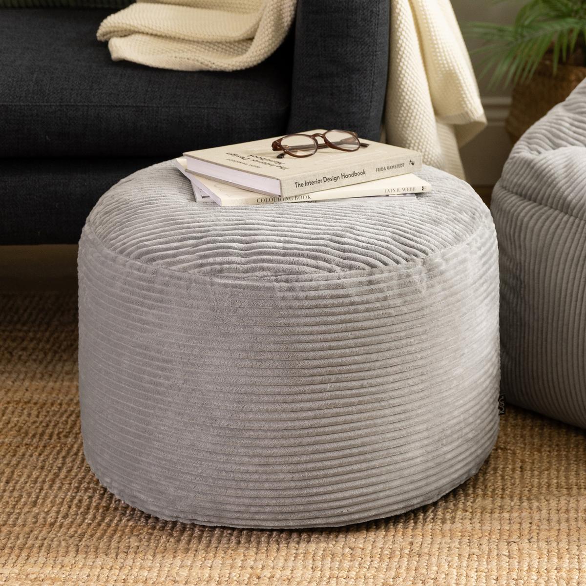 SITZPOUF Rund Milano - Grau, Textil (55/35/55cm) - icon