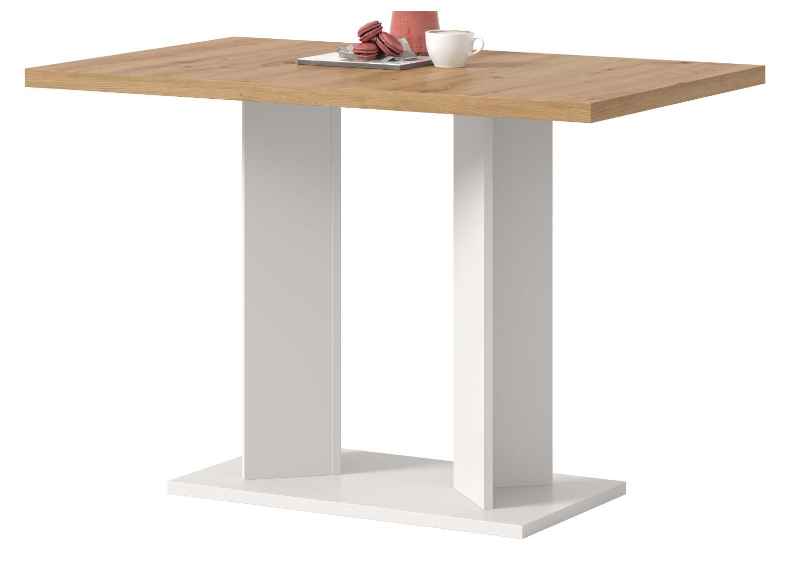ESSTISCH Eiche Artisan, weiß 110 x 70 cm, Säulentisch modern - Eiche Artisan/Weiß, Holzwerkstoff (70/110/76cm) - Inn.Furn