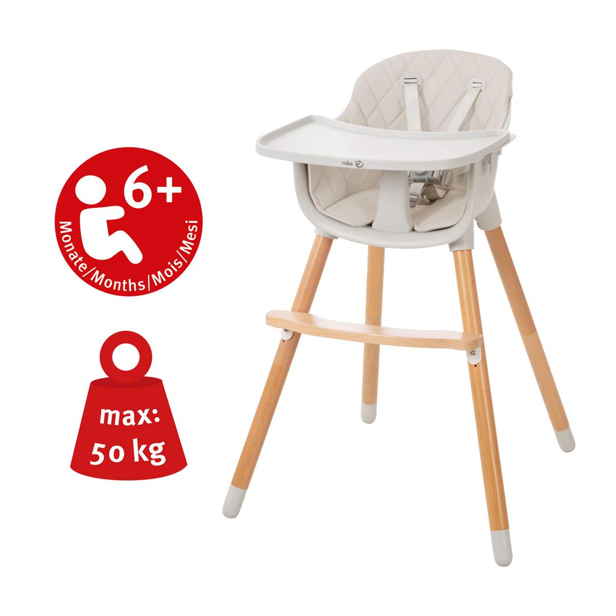 KINDERHOCHSTUHL Style Up Wood Grau - Grau, Holzwerkstoff/Textil (57/83.5/57cm) - Roba