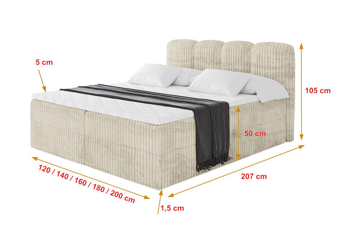 BOXBETT mit Matratze H4 - NINA - 180x200 cm - Creme - Magnolie, Holzwerkstoff (180/200cm) - ALTDECOR