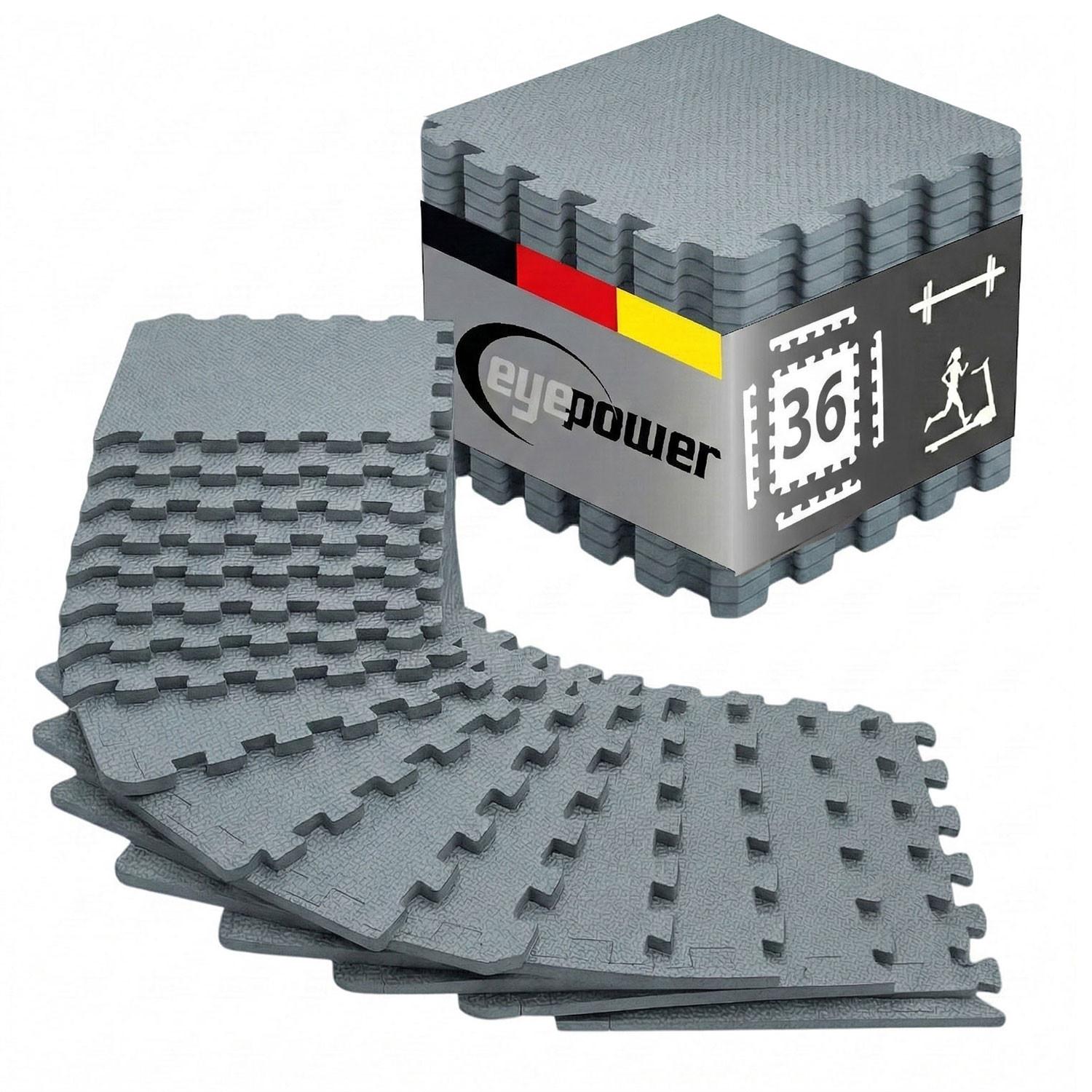 BODENSCHUTZMATTE 30x30x1 cm, Grau, 36er Set - Grau, Kunststoff (30/30cm) - eyepower