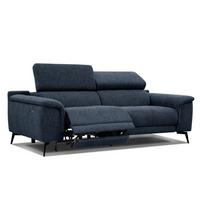 RELAXSOFA FIERO 3-Sitzer mit 1 Relaxfunktion, dunkelblau - Schwarz/Dunkelblau, Holzwerkstoff/Textil (212/82/103cm) - Wozimo