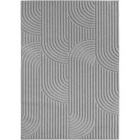 TEPPICH Flachgewebe LANGAU in Silber, mit geometrischen Bögen, 60 x 110 cm - Silberfarben, Textil (110/60cm) - KADIMA DESIGN
