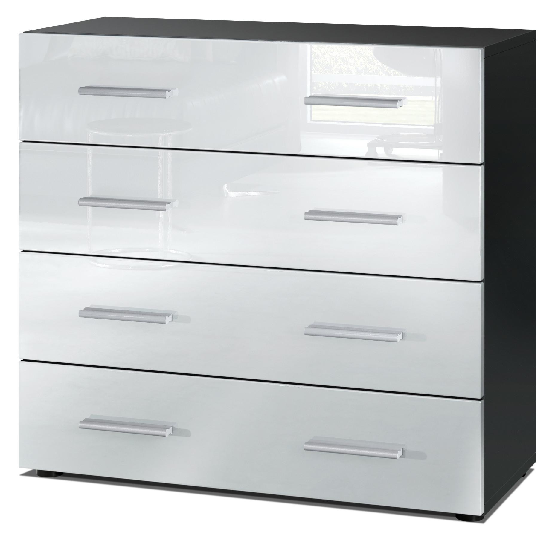 KOMMODE Pavos Weiß Hochglanz - Weiß Hochglanz, Holzwerkstoff (76/72/35cm) - Vladon