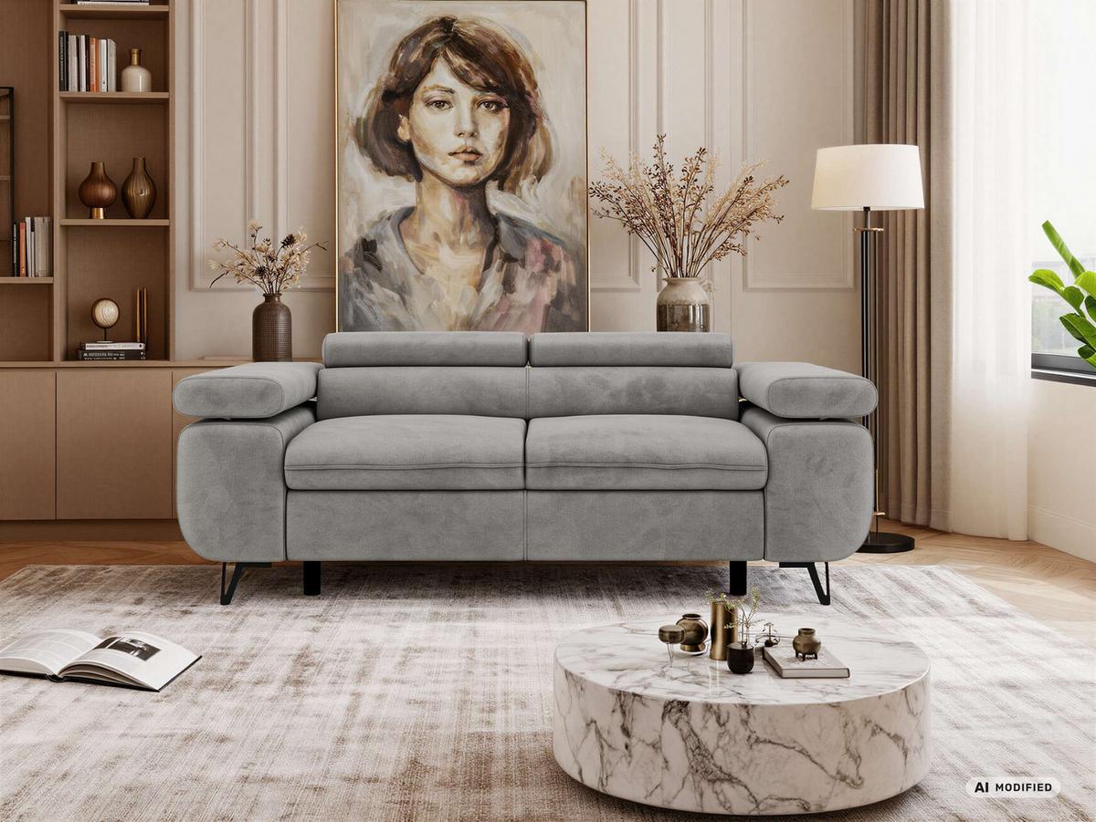2-SITZER SOFA PETER - Hellgrau Velvet - Silberfarben/Hellgrau, Textil/Metall (200/76/99cm) - MKS