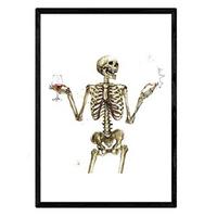 POSTER Skeletonweinskull Art A3 Schwarzer Rahmen - Schwarz, Papier (29.7/5/42cm) - Nacnic