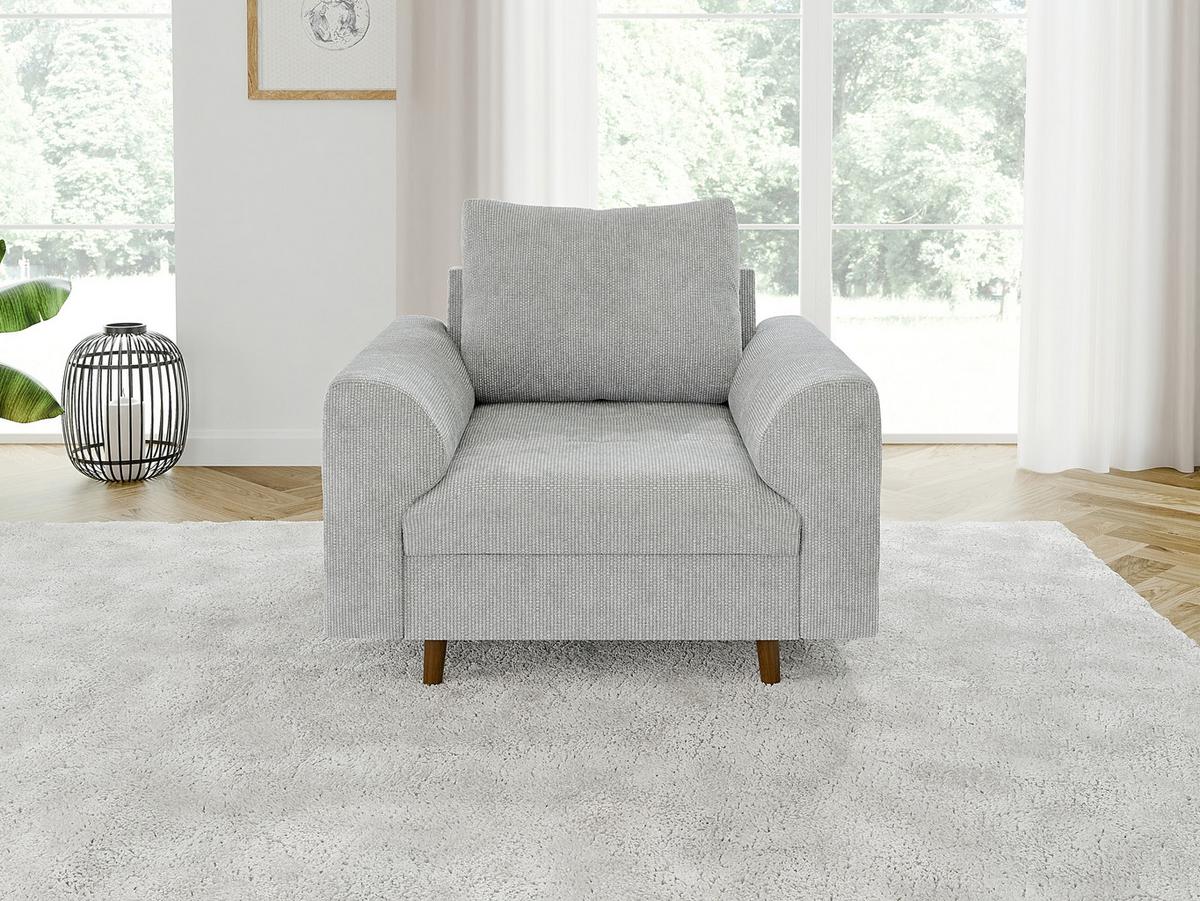 SESSEL Sigurd Hellgrau Chenille - Hellgrau/Braun, Holz/Textil (97/81/93cm) - S-Style Möbel