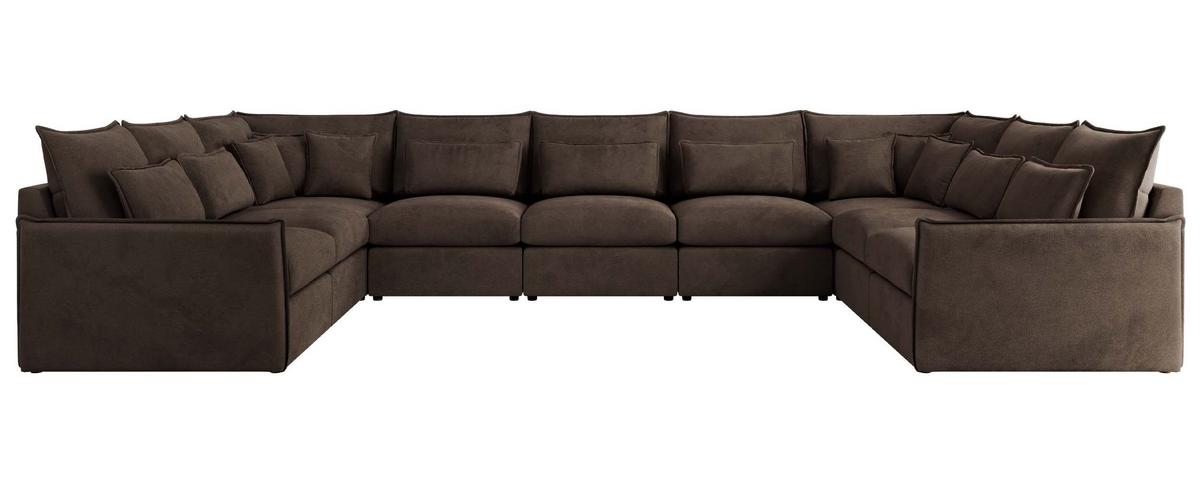 WOHNLANDSCHAFT VERSO U 9M Braun Velvet - Schwarz/Braun, Kunststoff/Textil (442/93/270cm) - MKS