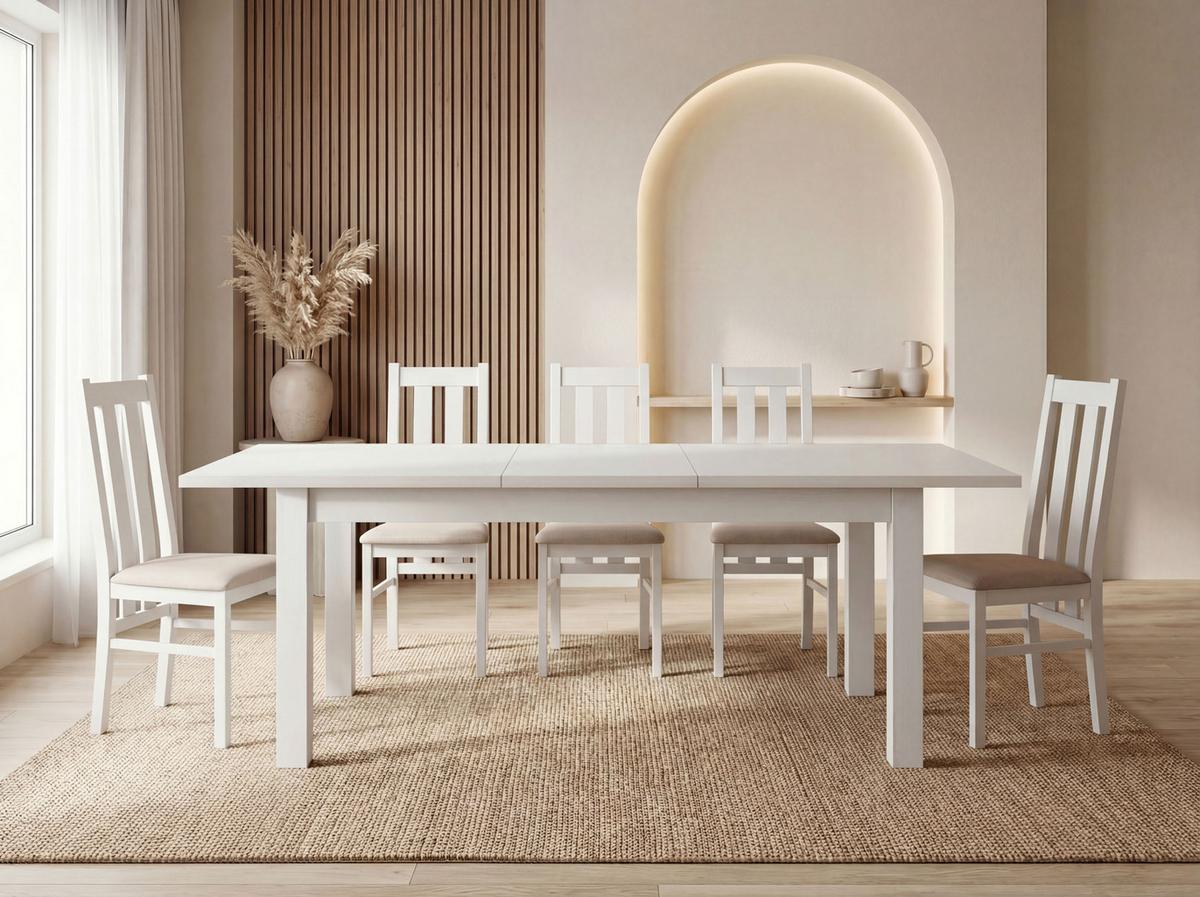ESSTISCH Lindberg Weiß ausziehbar verlängerbar rechteckig, Weiß 150-190/90/77 cm - Weiß, Holz/Holzwerkstoff (80/190/76.5cm) - WFL GROUP