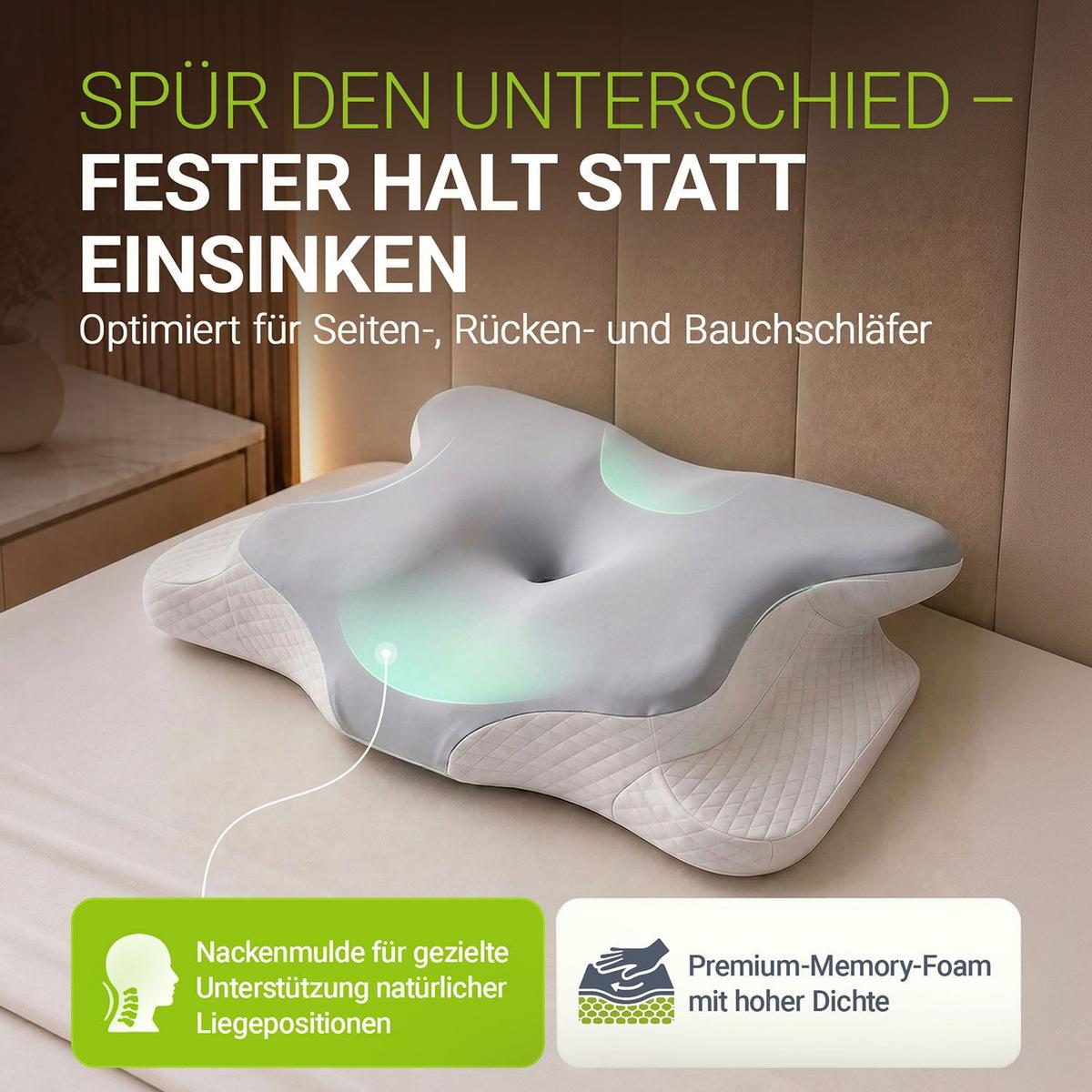 NACKENKISSEN weiß / grau (1er-Set) - Weiß, Textil (41/63cm) - Juskys