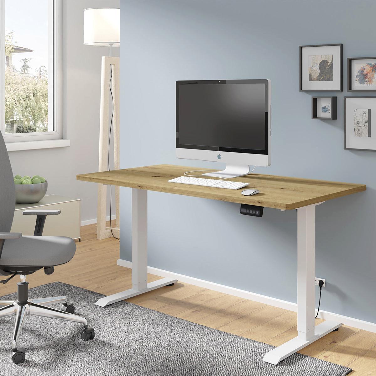 SCHREIBTISCH Ergo Holz und Weiß - Weiß/Braun, Holzwerkstoff (140/70/73cm) - Petits-meubles