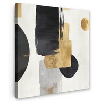LEINWANDBILD Gold - Rechtecke - Kreise - Abstrakt Deko Wohnzimmer 20x20 cm - Weiß, Textil (20/20cm) - MuchoWow