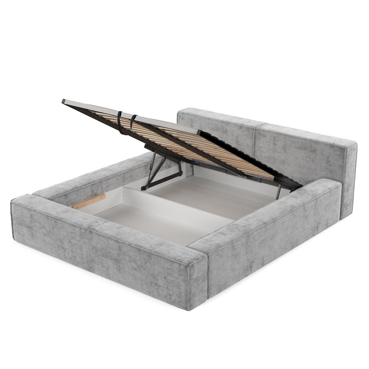 POLSTERBETT Casto mit Stauraum 160/200 cm Hellgrau im Bonita Stoff - Hellgrau/Schwarz, Holz/Holzwerkstoff (160/200cm) - AltaBeds