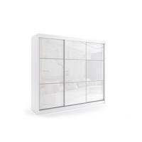 KLEIDERSCHRANK mit Lacobel-Schiebetüren und Aluminium-Leisten - VIVI - 180 cm Weiß - Weiß, Holzwerkstoff (180/216/61cm) - ALTDECOR