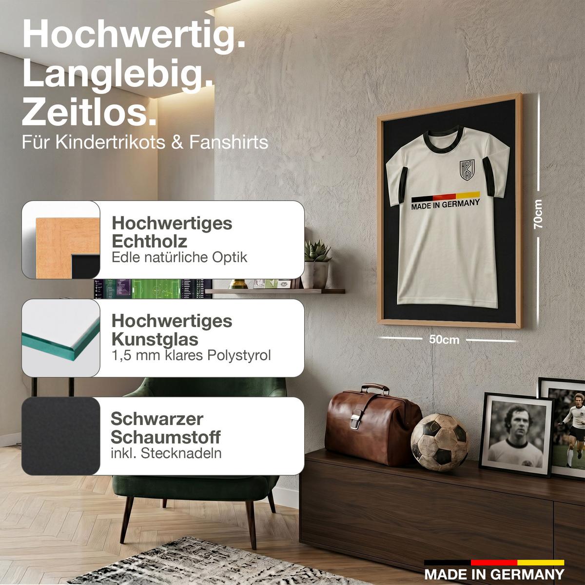 TRIKOTRAHMEN 50/70 mit schwarzem Hintergrund - Braun, Holz (50/70cm) - K-Möbel