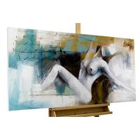 ÖLGEMÄLDE 120/60 cm - Petrol/Weiß, Holz/Textil (120/60cm) - KUNSTLOFT