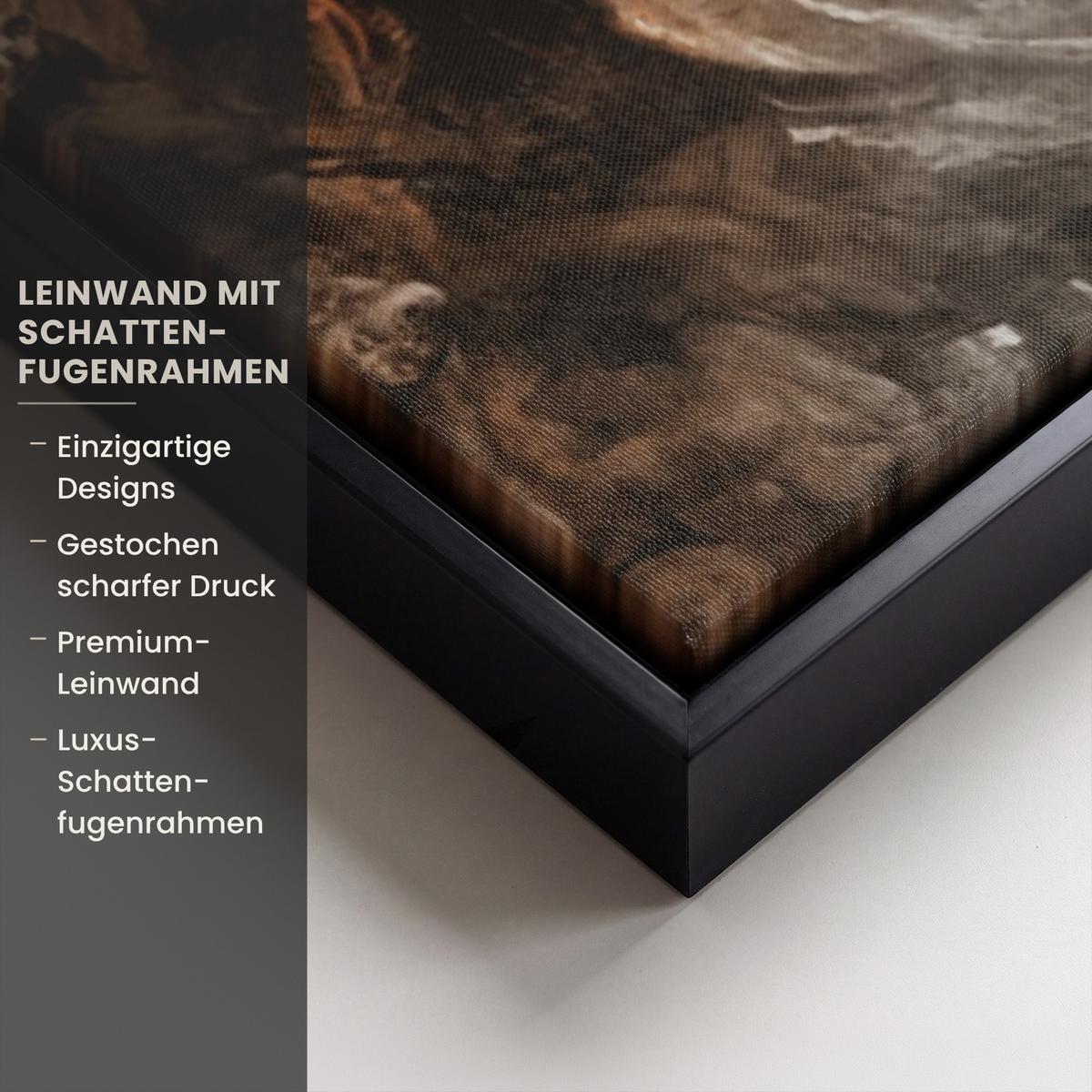 LEINWAND Bilder mit Rahmen - Gold - Lippen - Kunst - Gold - Luxus - Abstrakt - 90x90 - Kupferfarben, Textil (90/90cm) - MuchoWow