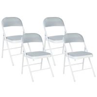KLAPPSTUHL 4er-Set Metall Grau Sparks - Grau, Kunststoff/Textil (45/77/47cm) - Beliani