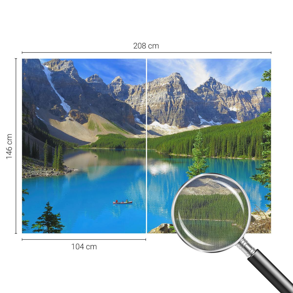FOTOTAPETE 208x146 cm - Bergsee - Blau, Textil (208/146cm) - Wallfluent