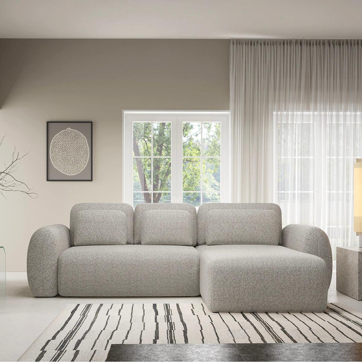ECKSOFA Carmela 3 Sitzplätze Hellgrau - Grau, Holz (304/190cm) - Petits-meubles