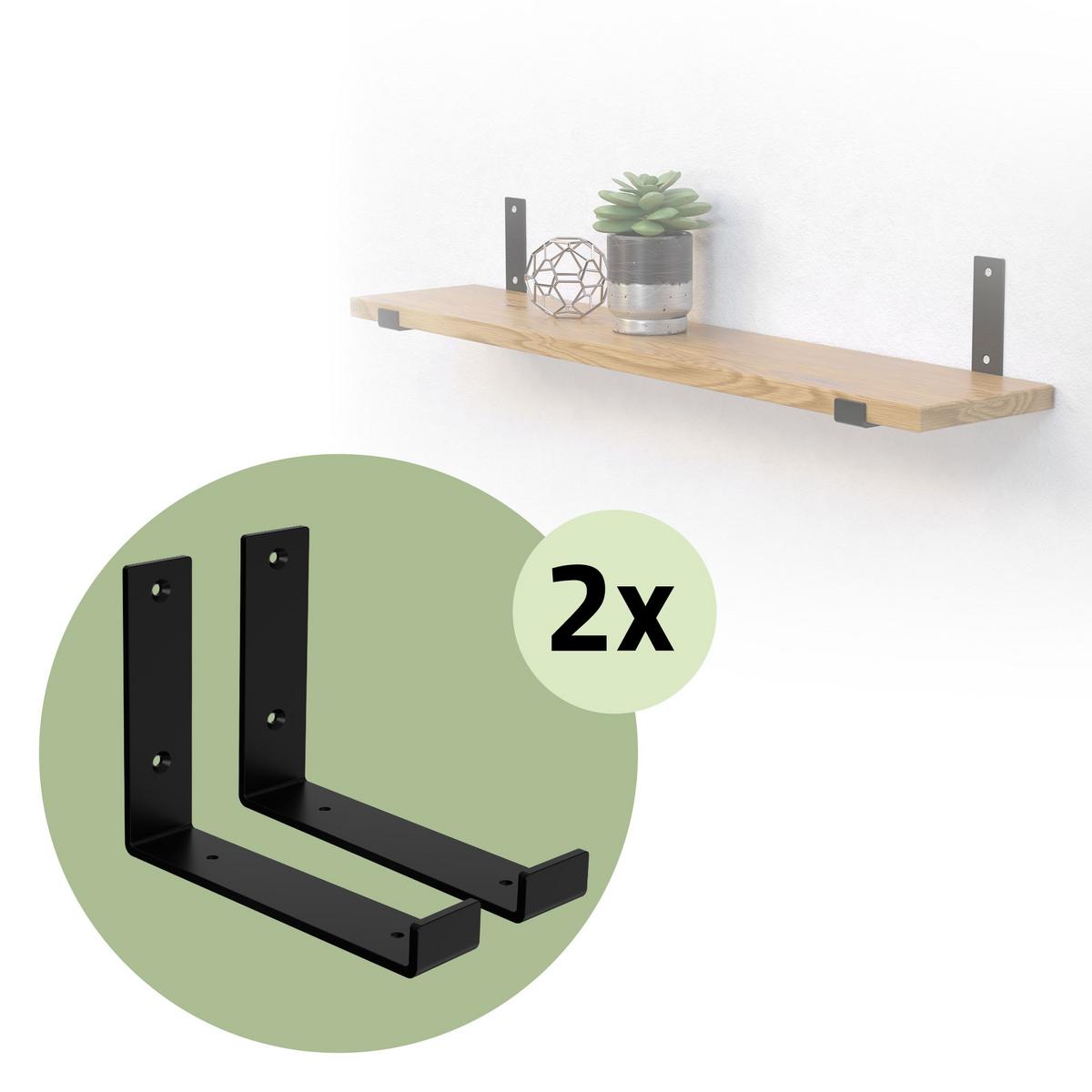 REGALHALTERUNG 2er Set - Schwarz, Metall (4/14/20cm) - ML-DESIGN