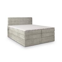 BOXSPRINGBETT LUNERA 180x200 cm mit Matratze und Topper - Hellgrau - Hellgrau, Holz (180/200cm) - MASSENO