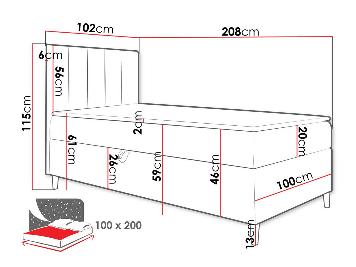 BOXBETT Maja Junior 1, Seite zum Öffnen des Bettkastens: Rechts - H3 - Türkis/Weiß, Holz (100/200cm) - MIRJAN24