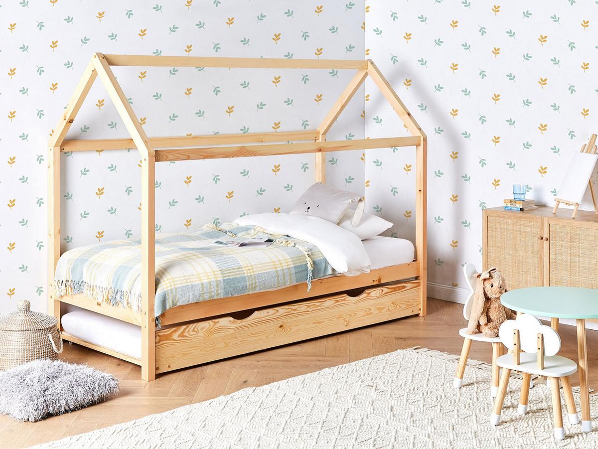 KINDERBETT 90x200 cm Heller Holzfarbton Crillon - Hellbraun, Holz (90/200cm) - Beliani