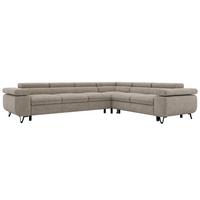 ECKSOFA NORDEN L - Greige Stukture - Links Seite - Greige/Schwarz, Textil/Metall (269/329cm) - MKS