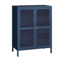 VITRINE Säkylä - Blau/Transparent, Glas/Metall (64/84/35cm) - [en.casa]
