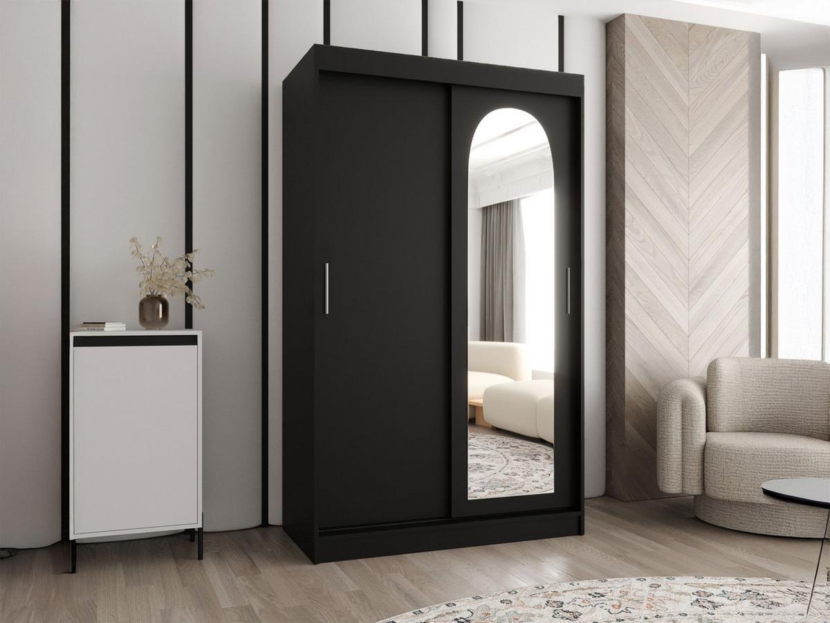 SCHWEBETÜRENSCHRANK Selfie 120 cm - Silberfarben/Schwarz, Holzwerkstoff/Kunststoff (120/200/62cm) - MIRJAN24