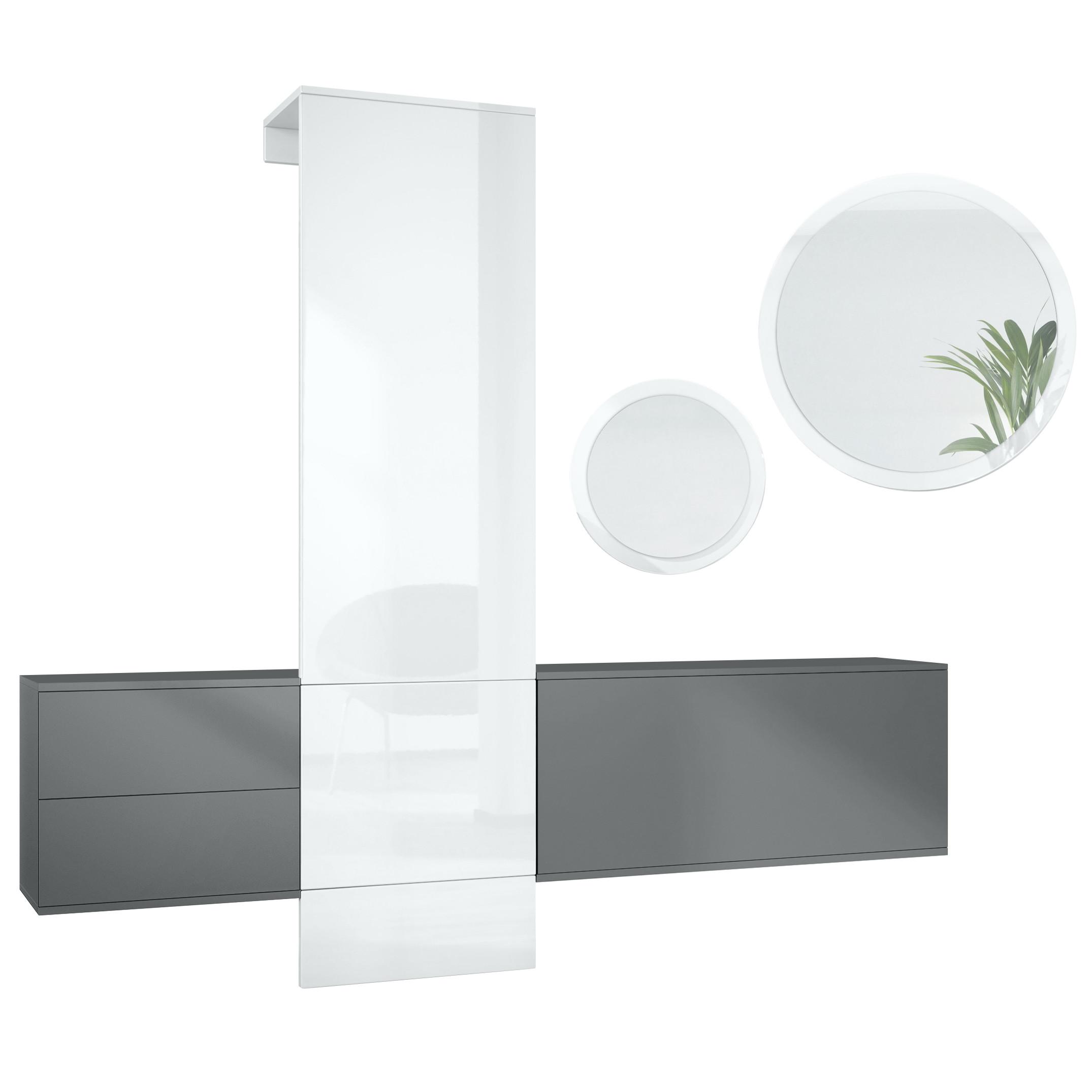 GARDEROBE Carlton Dual Weiß Hochglanz - Weiß Hochglanz, Holzwerkstoff (208/193/35cm) - Vladon