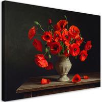 LEINWANDBILD Blumen 90x60cm - Rot, Textil (90/60cm) - Feeby