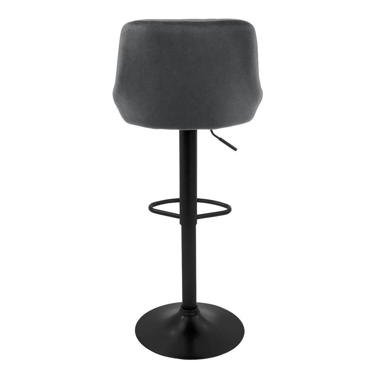 BARHOCKER 2er Set aus Samt Grau höhenverstellbar/drehbar - Schwarz/Grau, Metall (37/106/47cm) - ML-DESIGN
