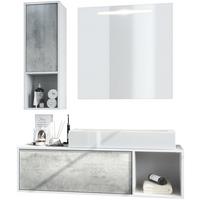 BADMÖBELSET La Costa Fronten in Beton Oxid Optik - Hellgrau, Holzwerkstoff (126.5/190/46cm) - Vladon