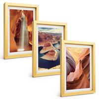 BILDER SET 3er Set - 20x30 cm Goldrahmen - Wasserfall in der Schlucht - Goldfarben, Kunststoff (20/30cm) - TULUP