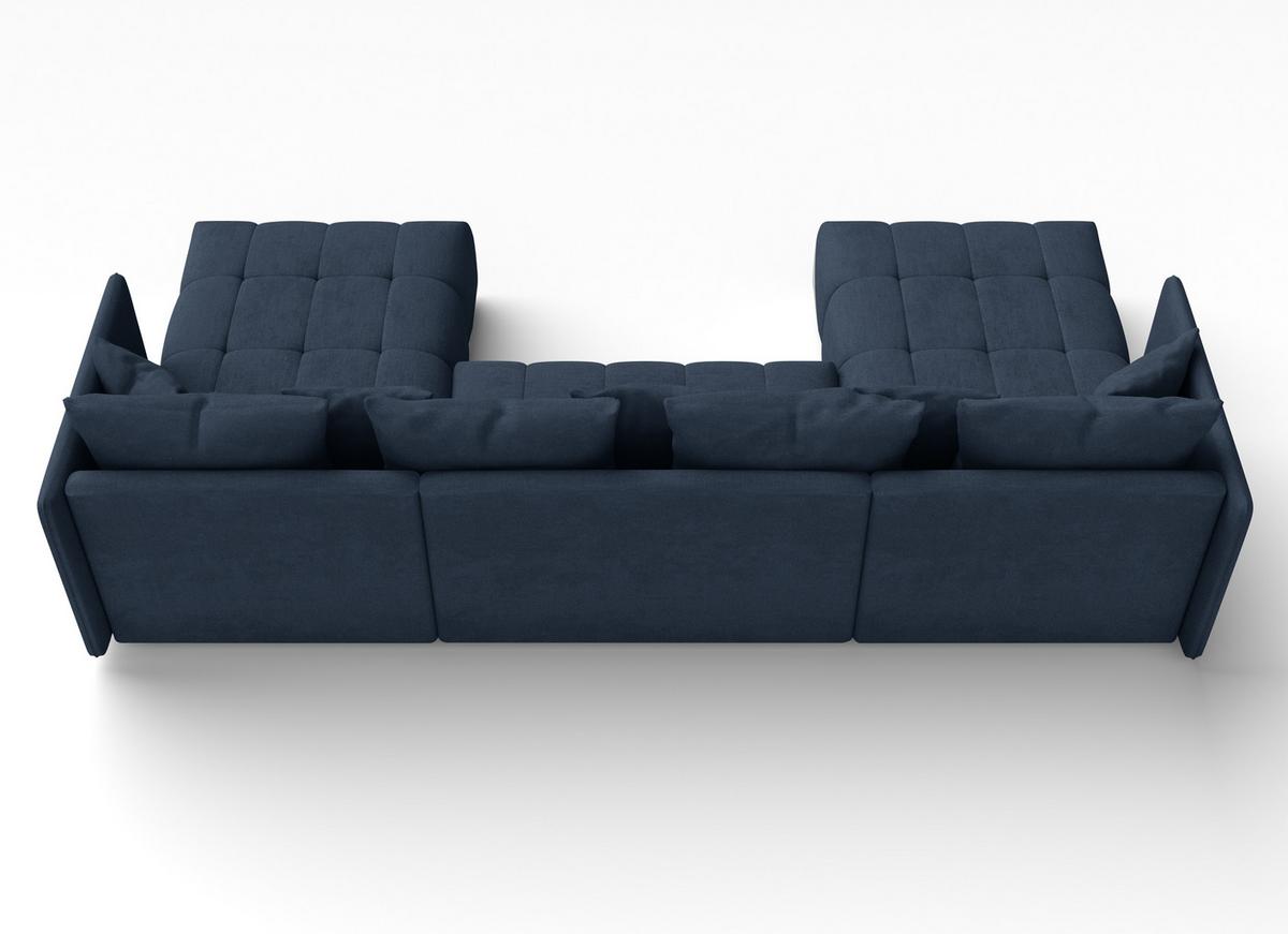 WOHNLANDSCHAFT Veliro U Blau 353/180/83 cm mit Schlaffunktion und Bettkasten - Blau/Schwarz, Kunststoff/Textil (353/83/180cm) - AX Living