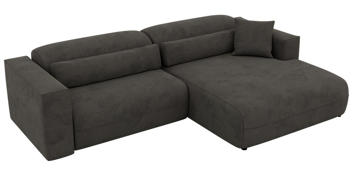 ECKSOFA PAZURRO L - Dunkelgrau Velvet - Rechts Seite - Dunkelgrau/Schwarz, Kunststoff/Textil (288/180cm) - MKS