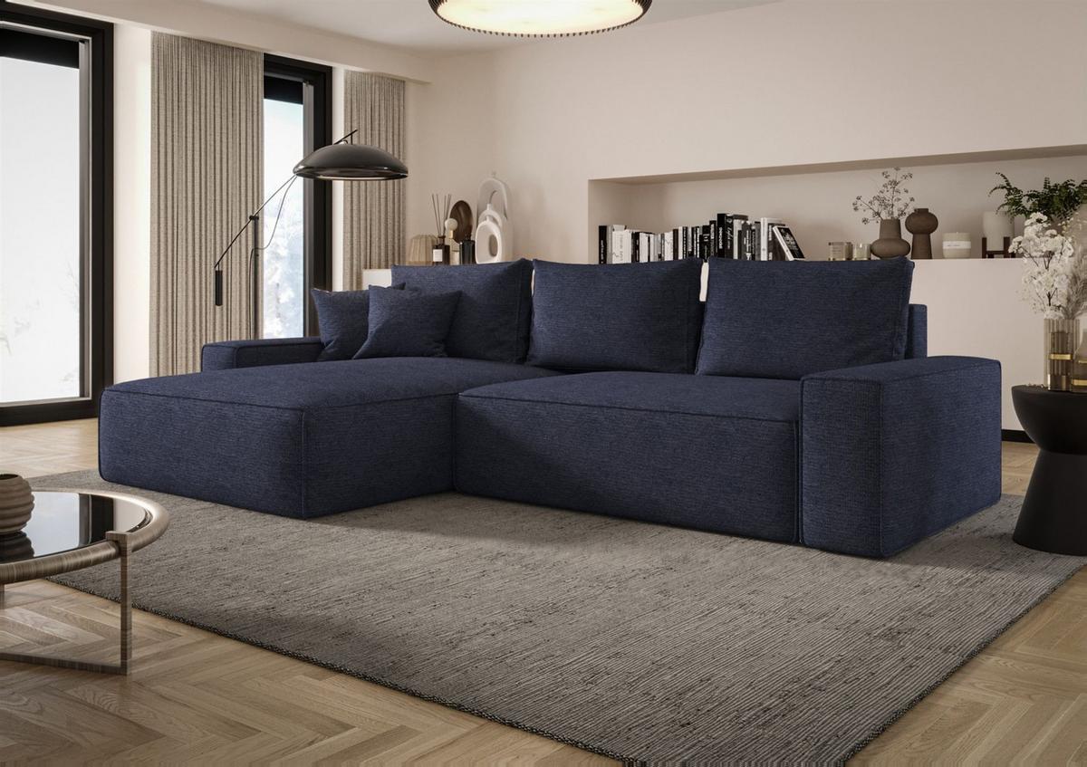 ECKSOFA Walken Mit Schlaffunktion - Dunkelblau, Holzwerkstoff/Textil (280/185cm) - Fun Möbel