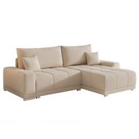 ECKSOFA TARA mit Schlaffunktion und Bettkasten Beige - Chromfarben/Beige, Kunststoff/Textil (261/178cm) - Idohome