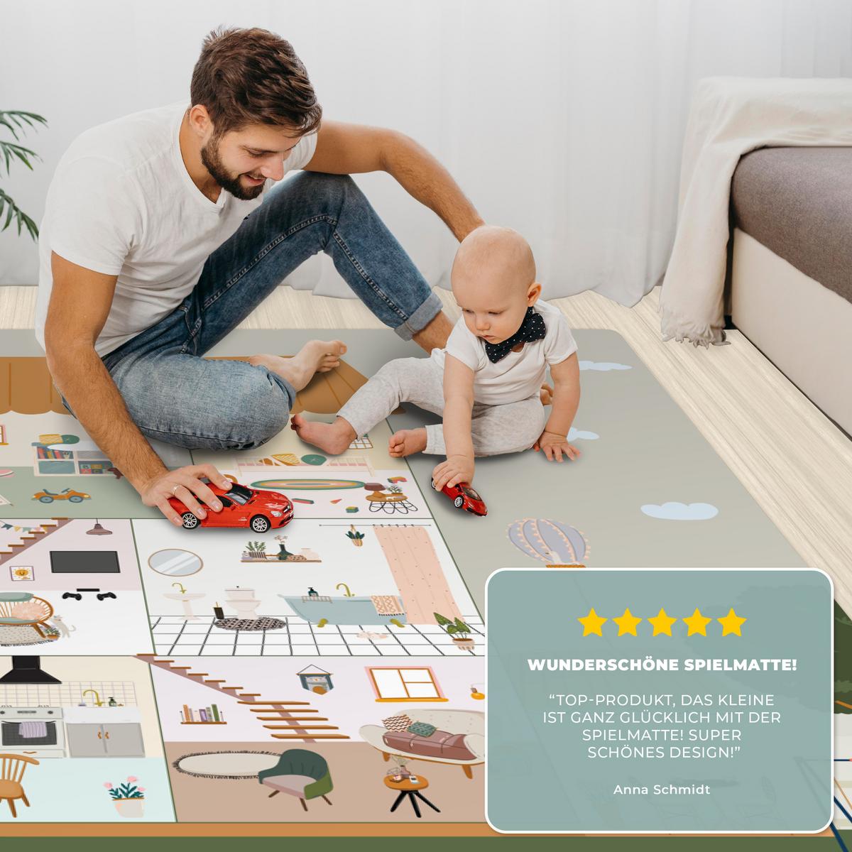 KINDERTEPPICH Puppenhaus - Kinder - Möbel - Design - Braun Spielteppich 180x120 cm - Hellgrau, Kunststoff (180/0.3cm) - OnlyWow
