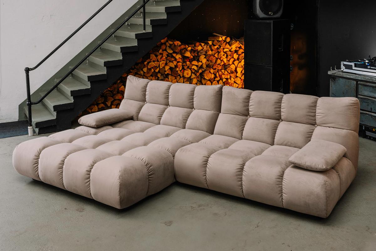 ECKSOFA VIVIEN Braun Velvet - Schwarz/Braun, Kunststoff/Textil (290/178cm) - KAWOLA