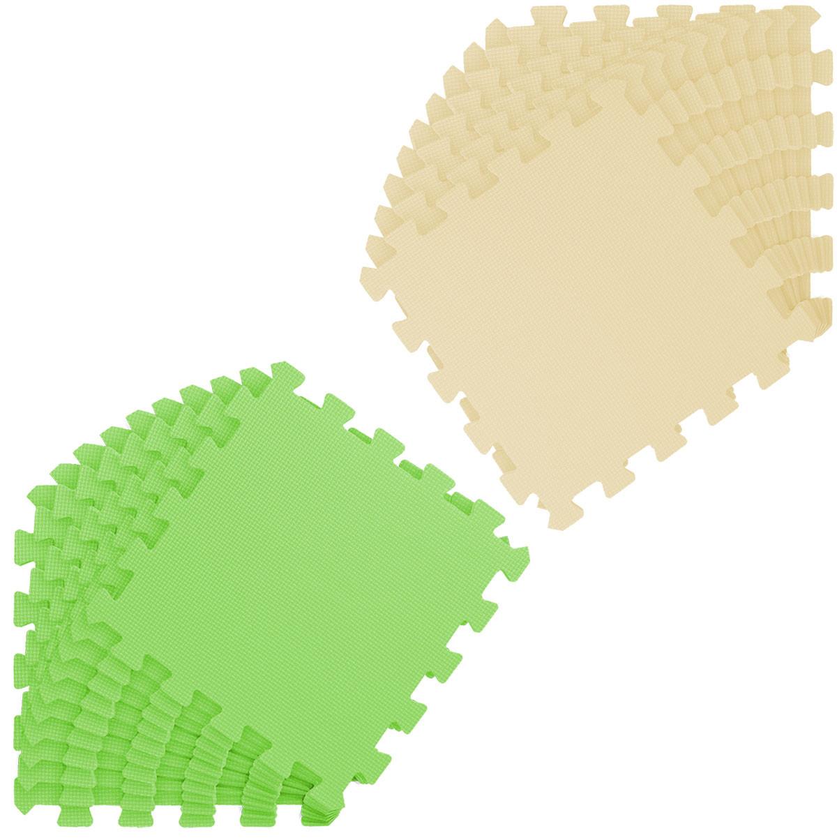 SPIELMATTE ab Null - 180/90/1 cm Puzzlematte Beige - Beige/Grün, Kunststoff (30/30cm) - Littletom