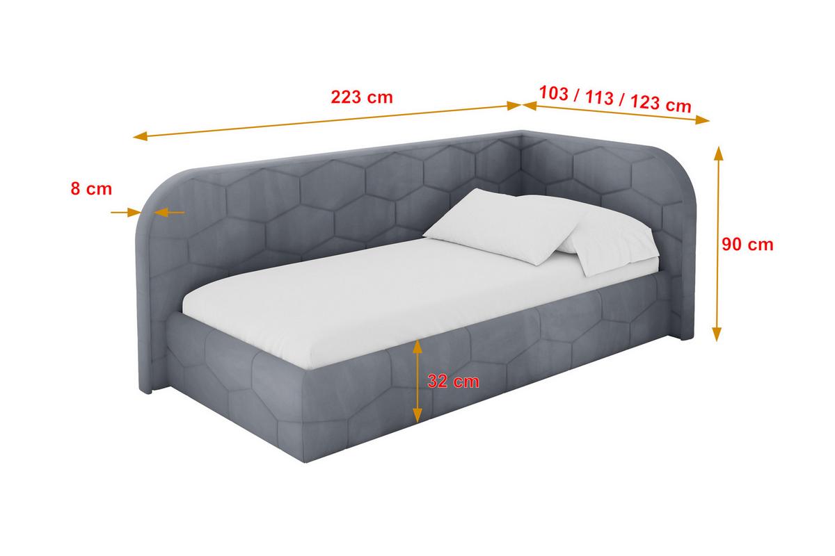 EINZELLBETT Jugendbett mit Bettkasten, Links - JAXY 100x200 Grau - Grau, Holzwerkstoff/Textil (100/200cm) - ALTDECOR