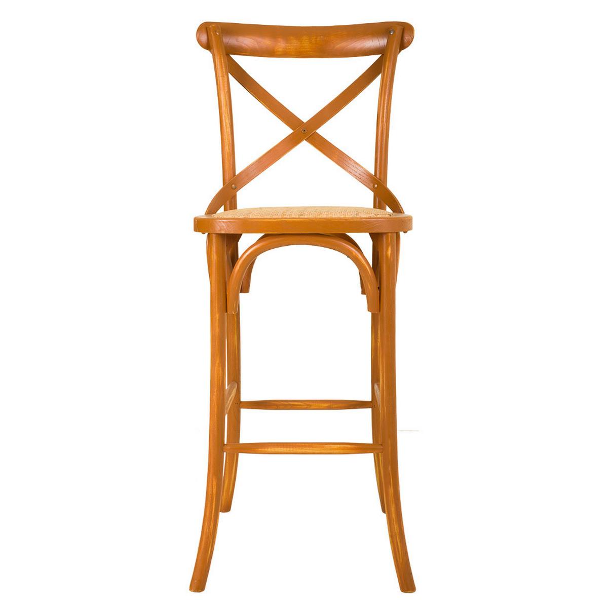 BARHOCKER aus Holz und Rattan, braun, 45x53x75cm - Braun, Holz (45/116/53cm) - Wanderlust