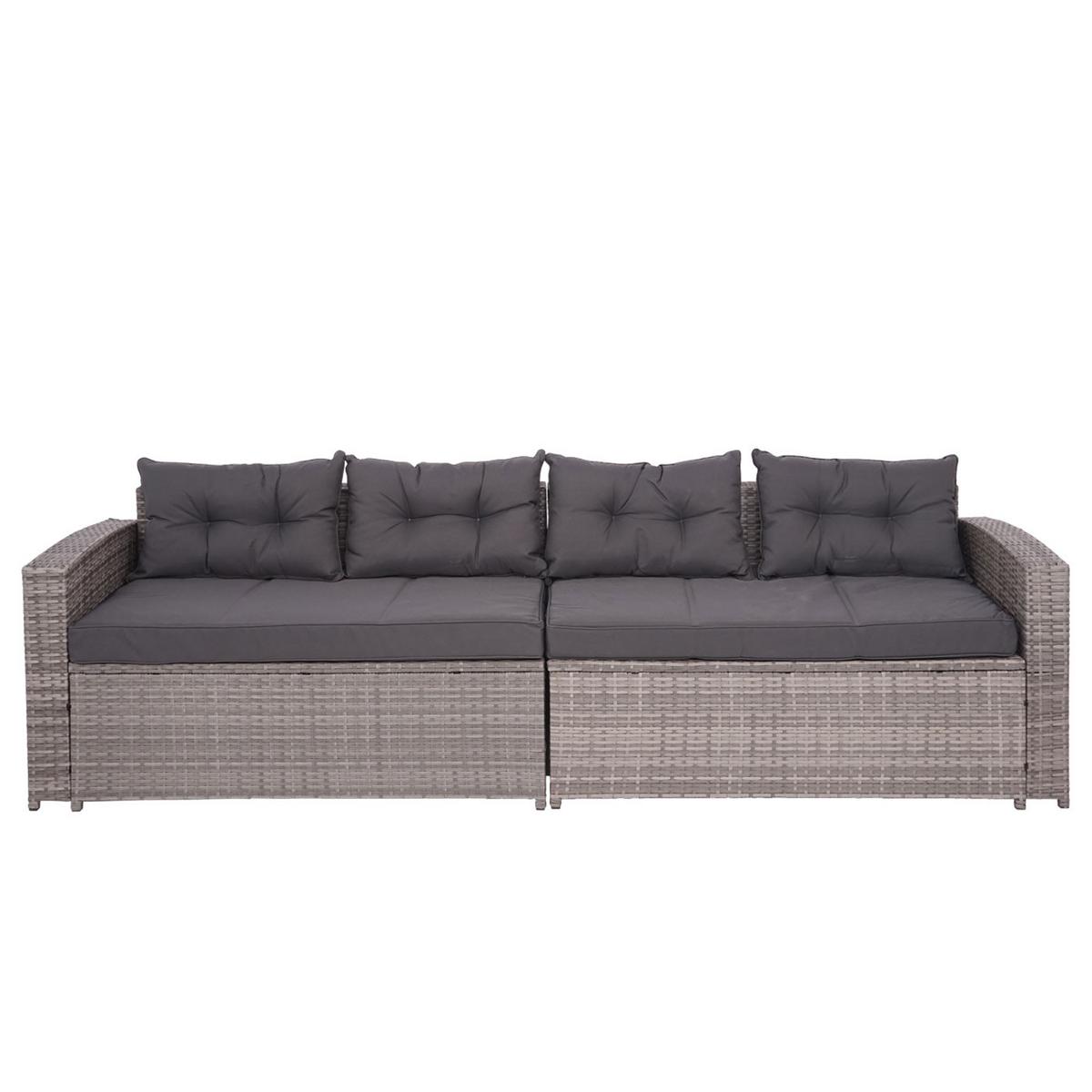 POLY-RATTAN GARNITUR Grau, Anthrazit - Anthrazit/Grau, Kunststoff - MCW