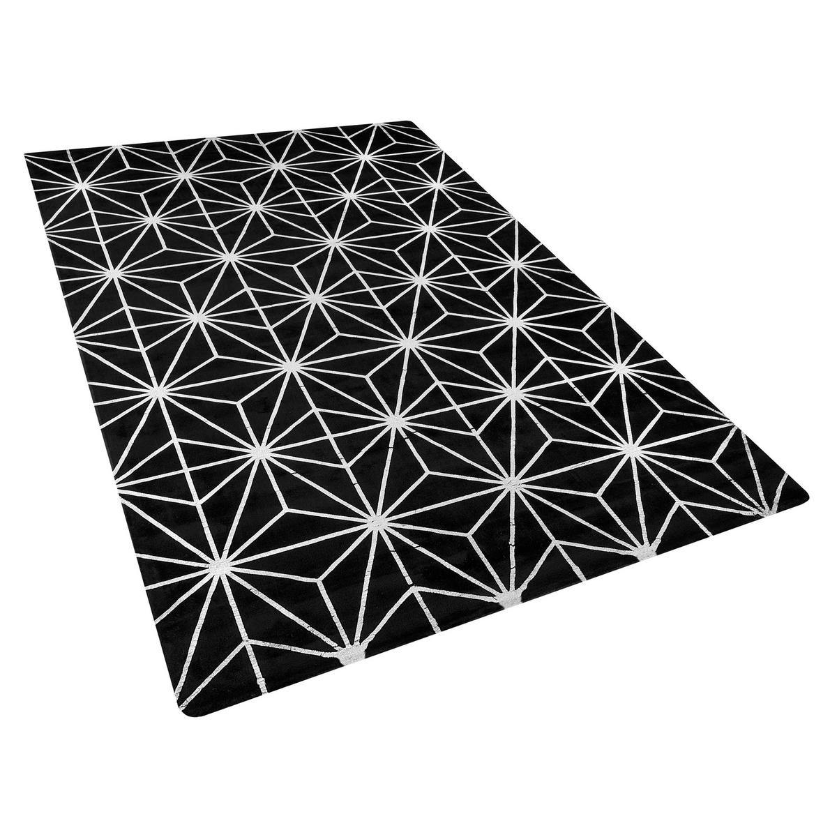 KURZFLOR-TEPPICH Sibel 200/140 cm - Schwarz, Naturmaterialien (140/200cm) - Beliani