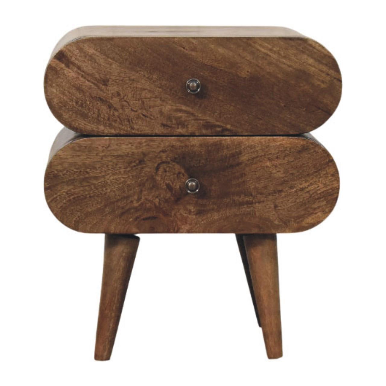 BETTSCHENKEL Schlank, 2 Schubladen in Braun - Dunkelbraun/Messingfarben, Holz/Metall (45/50/35cm) - Artisan Furniture