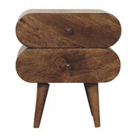 BETTSCHENKEL Schlank, 2 Schubladen in Braun - Dunkelbraun/Messingfarben, Holz/Metall (45/50/35cm) - Artisan Furniture