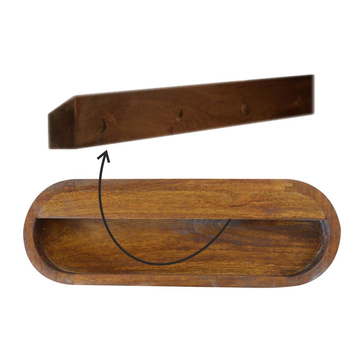 NACHTTISCH - Wandmontierter runder Kastanien, 1 Schublade, Braun - Kastanienfarben/Messingfarben, Holz/Metall (45/6.2/32cm) - Artisan Furniture